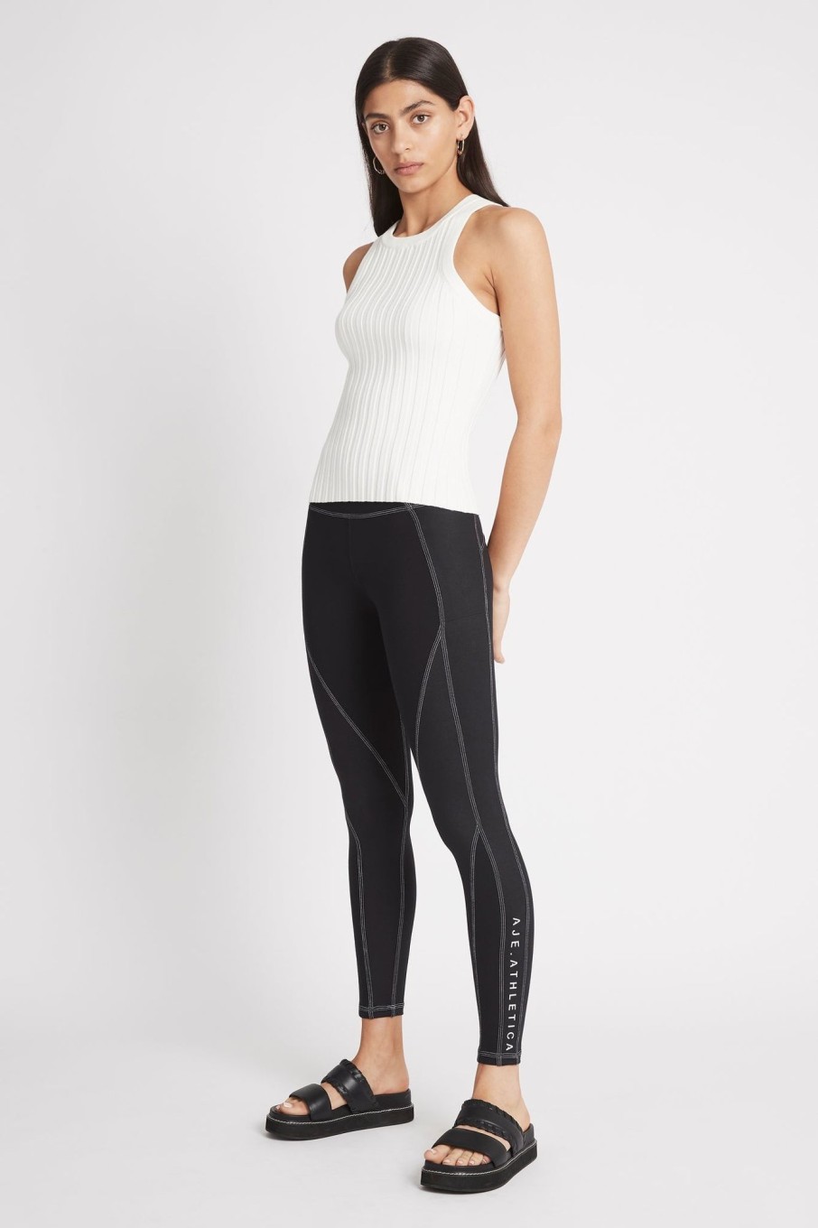 Bottoms Aje ATHLETICA | High Rise Full Length Panelled Legging 020 Black/White