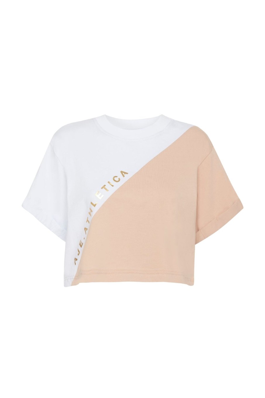 Tops Aje ATHLETICA | Cropped Signature Logo T-Shirt 105 White/Sand