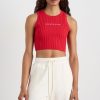 Tops Aje ATHLETICA | Cropped Knitted Logo Tank 135 Passionate Red