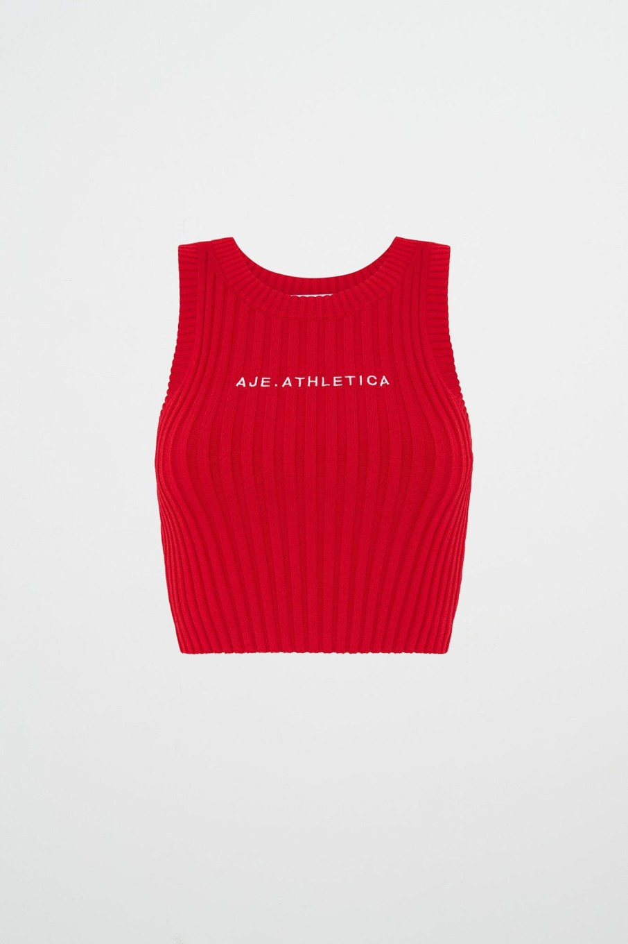 Tops Aje ATHLETICA | Cropped Knitted Logo Tank 135 Passionate Red