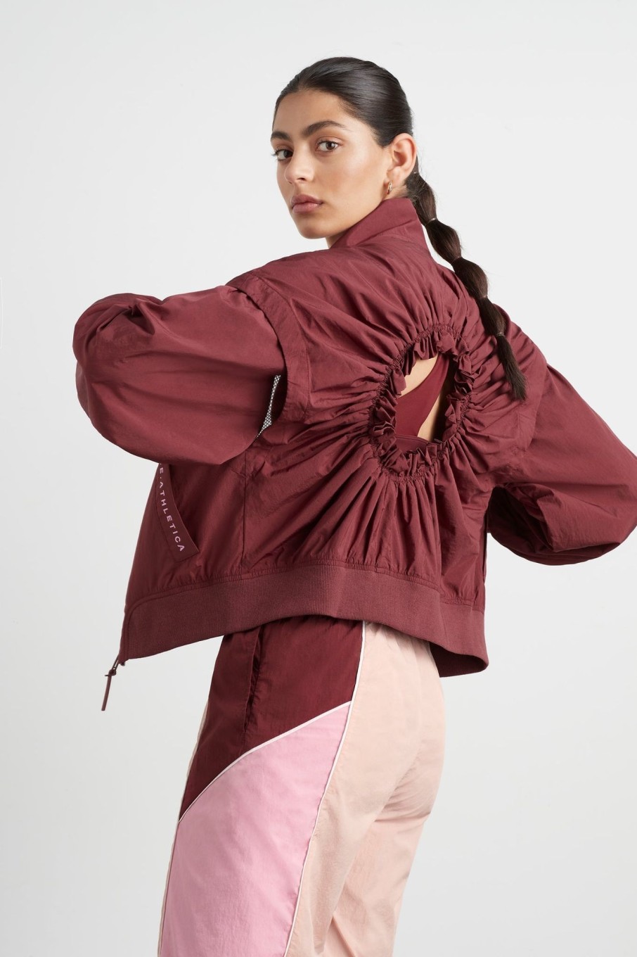 Outerwear Aje ATHLETICA | Gathered Cut Out Jacket 737 Burnt Burgundy/Bonbon Pink