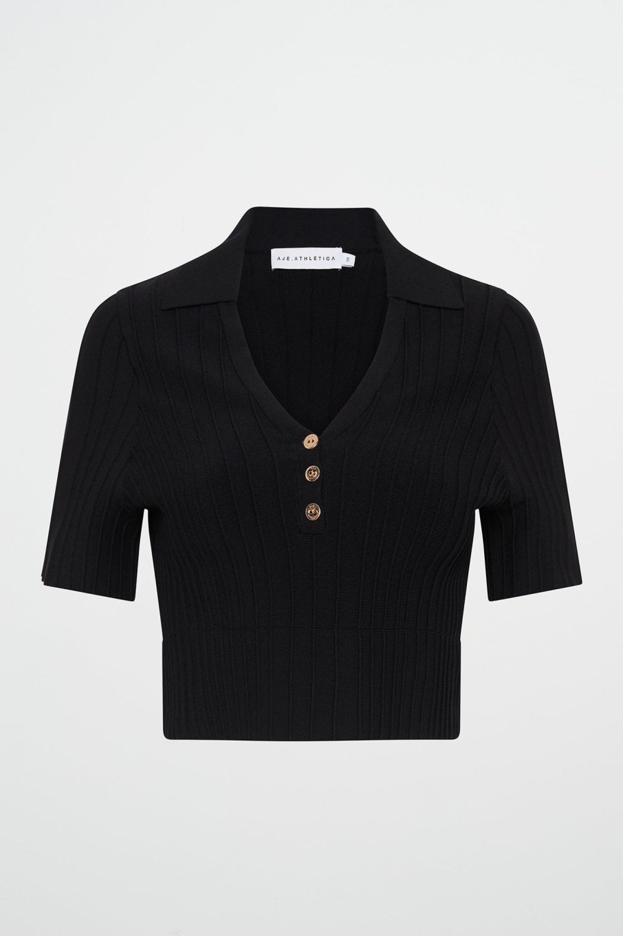 Outerwear Aje ATHLETICA | Knitted Polo Top 341 Black