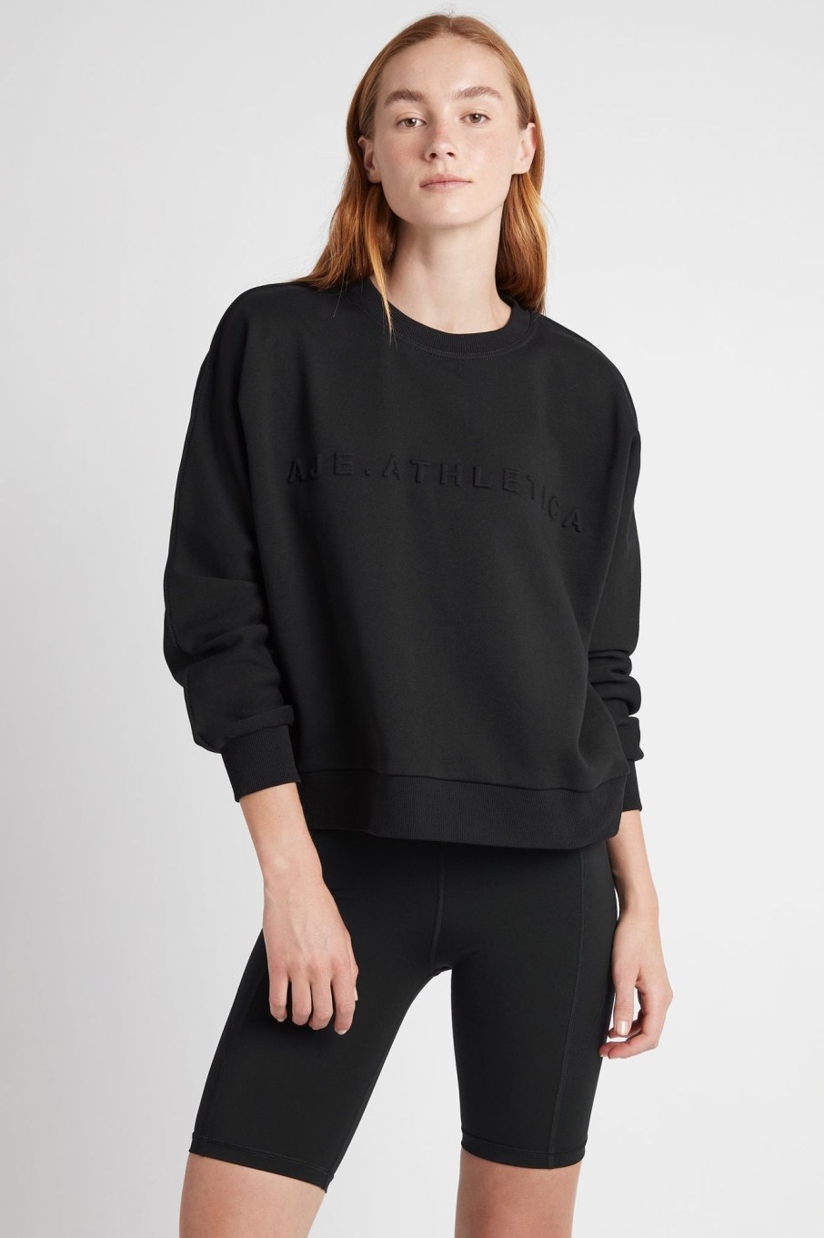 Outerwear Aje ATHLETICA | Signature Embossed Logo Crew Jumper 401 Black