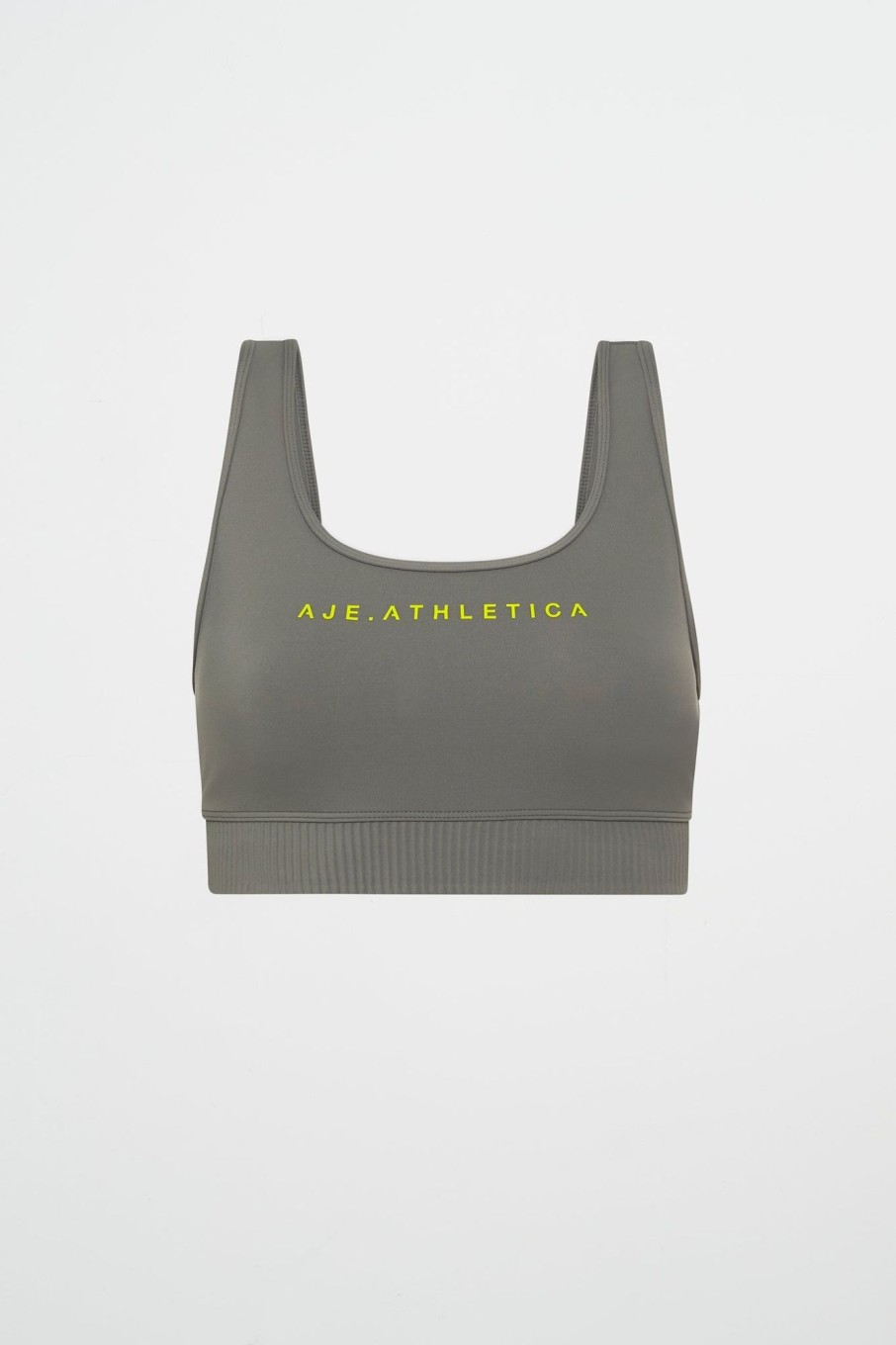 Tops Aje ATHLETICA | Pintuck Effect Sports Bra 327 Midnight Grey/Citrus Yellow