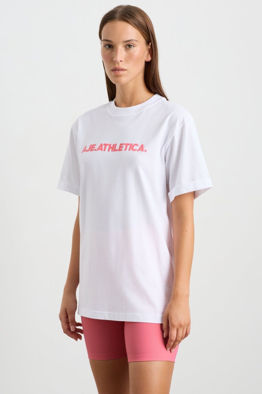 Tops Aje ATHLETICA | Bold Logo Tee 105 White / Deep Blush