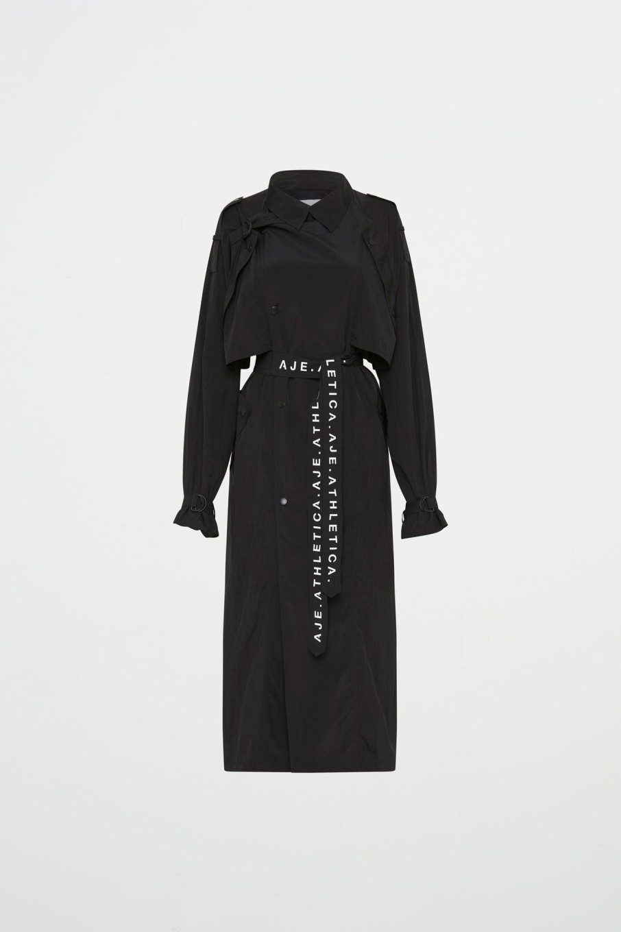 Outerwear Aje ATHLETICA | Longline Belted Trench 703 Black