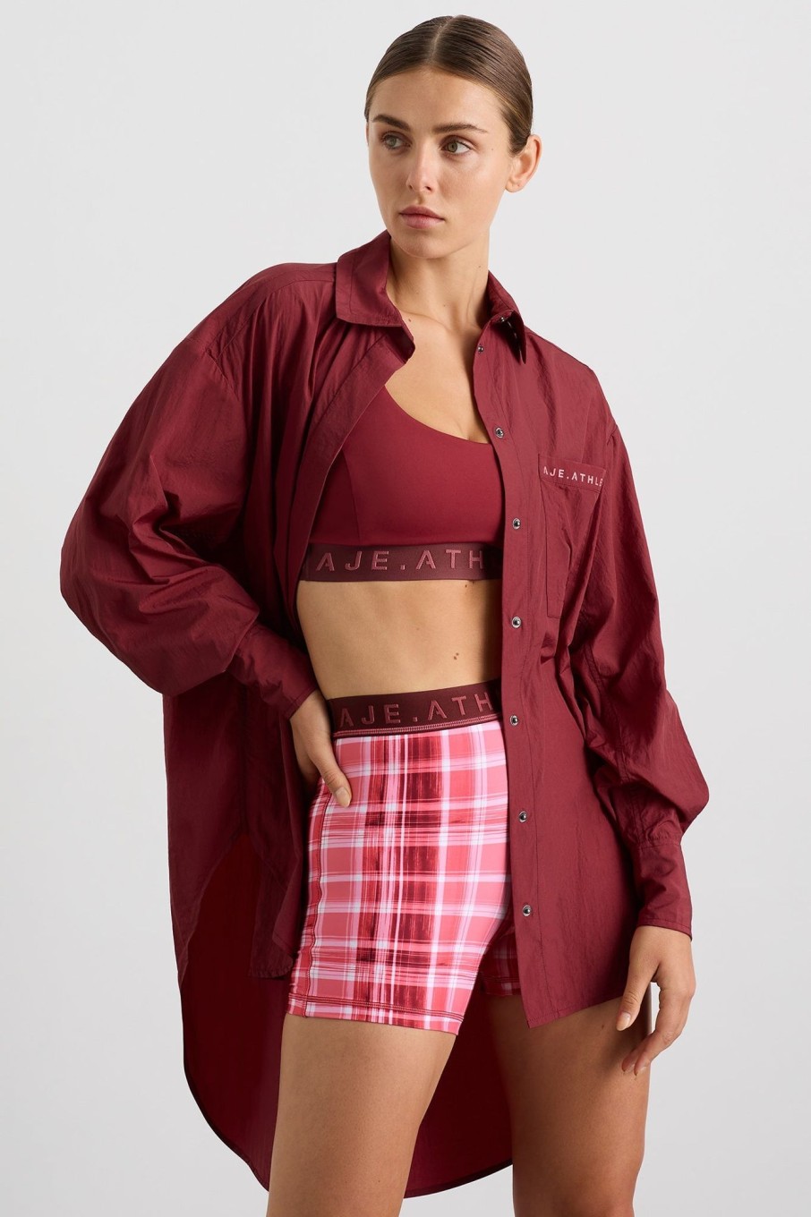 Tops Aje ATHLETICA | Windbreaker Shirt 406 Plum Red