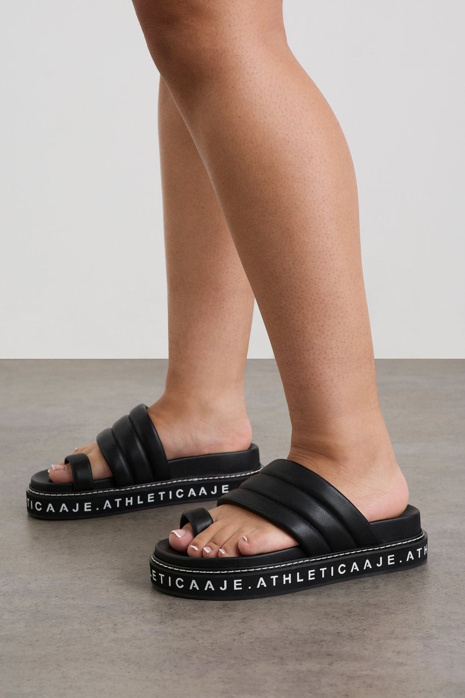 Accessories Aje ATHLETICA | Quilted Platform Slide 915 Black/White