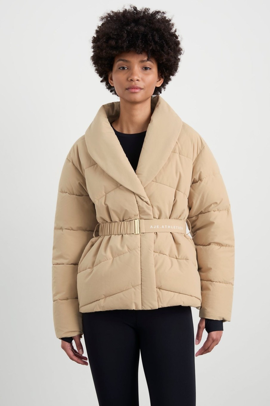 Outerwear Aje ATHLETICA | Belted Wrap Puffer Jacket 768 Biscotti Beige