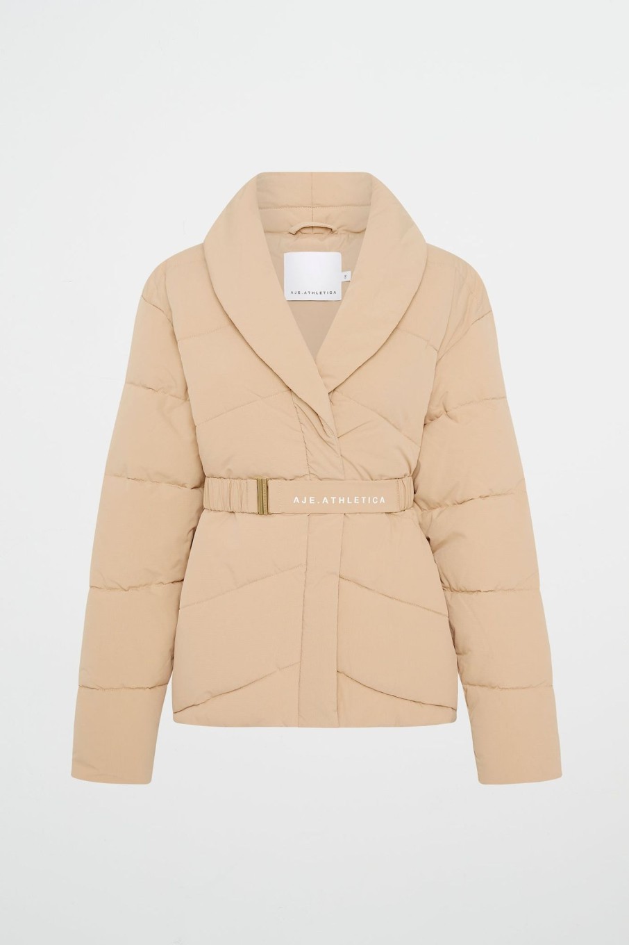 Outerwear Aje ATHLETICA | Belted Wrap Puffer Jacket 768 Biscotti Beige