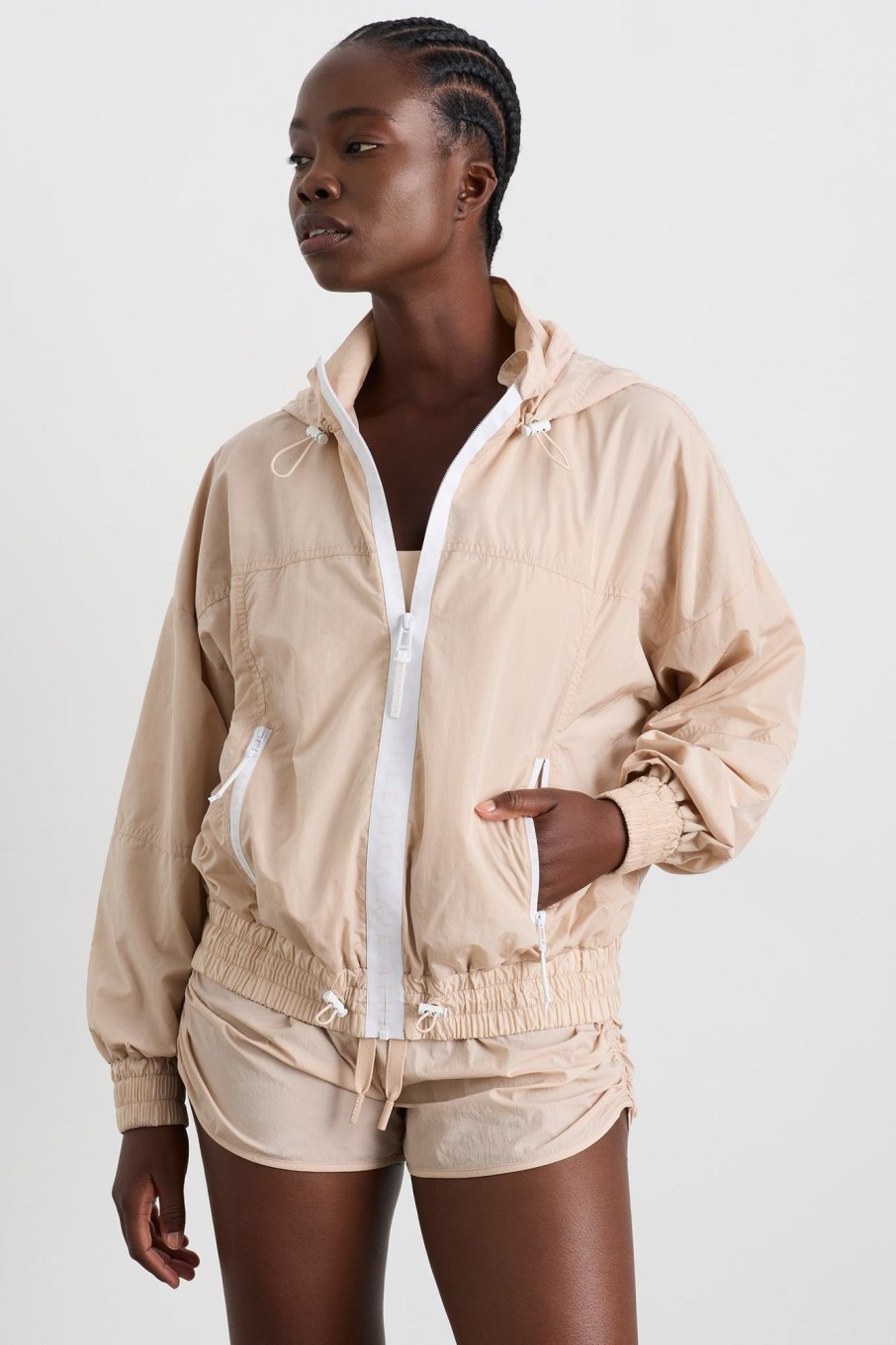 Outerwear Aje ATHLETICA | Long Line Spray Jacket Latte Beige