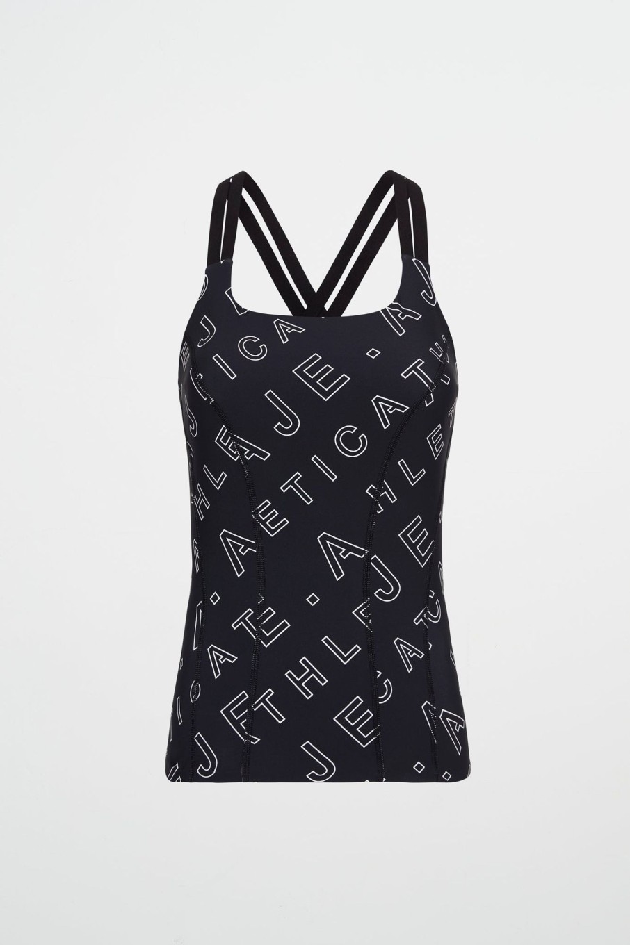 Tops Aje ATHLETICA | Cross Back Tank 123 Black Fineline Logo