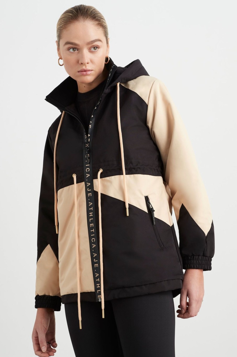 Outerwear Aje ATHLETICA | Colour Block Long Jacket 731 Black/Beige