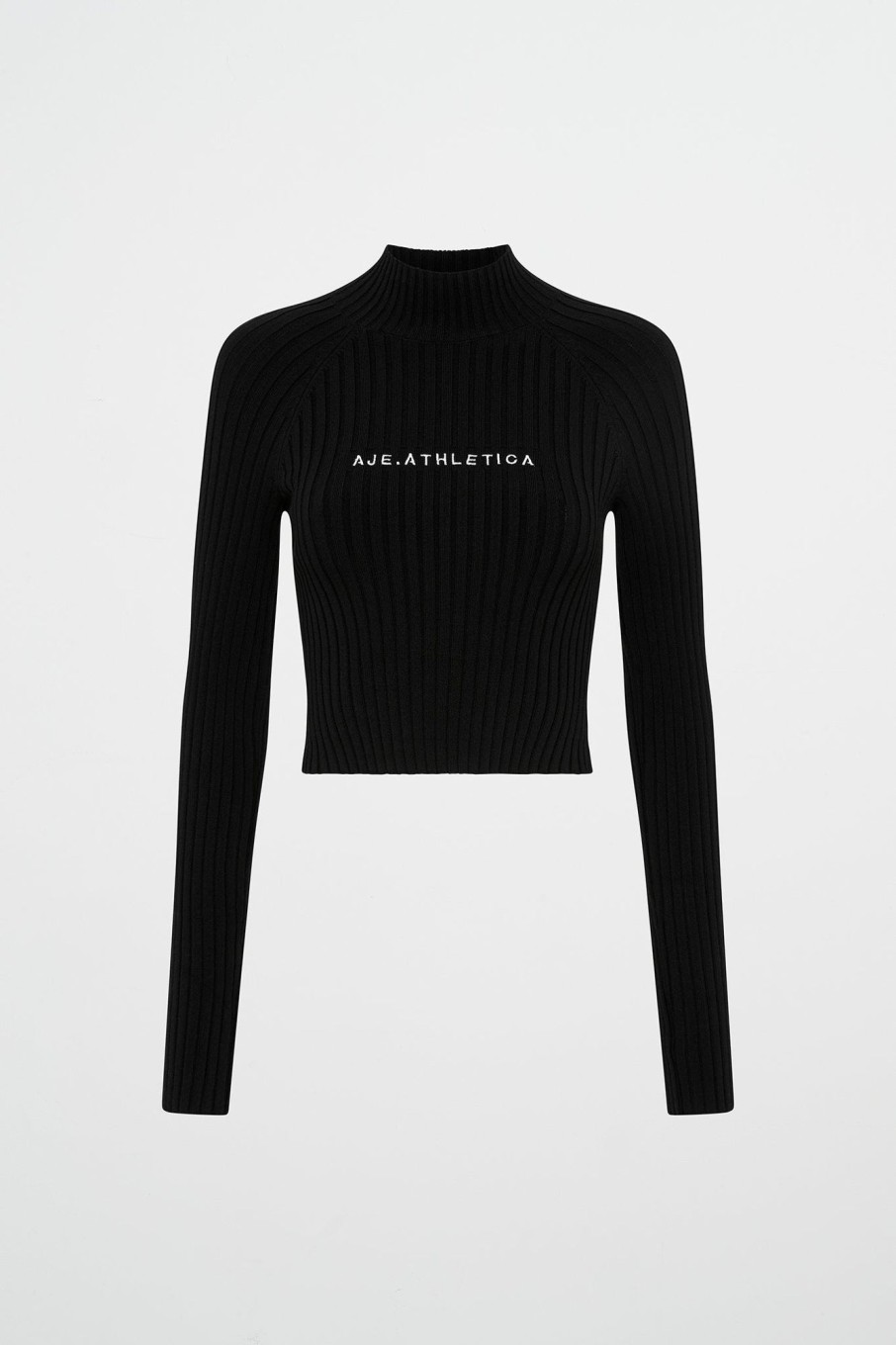 Tops Aje ATHLETICA | Cropped Knitted Long Sleeve Top 437 Black