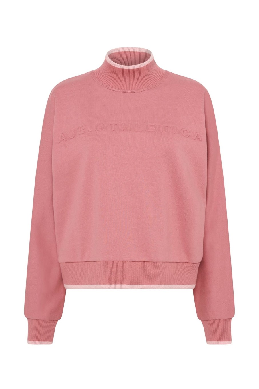 Outerwear Aje ATHLETICA | Embossed Signature Logo Funnel Neck Jumper 412 Rose Pink/Rose Quartz