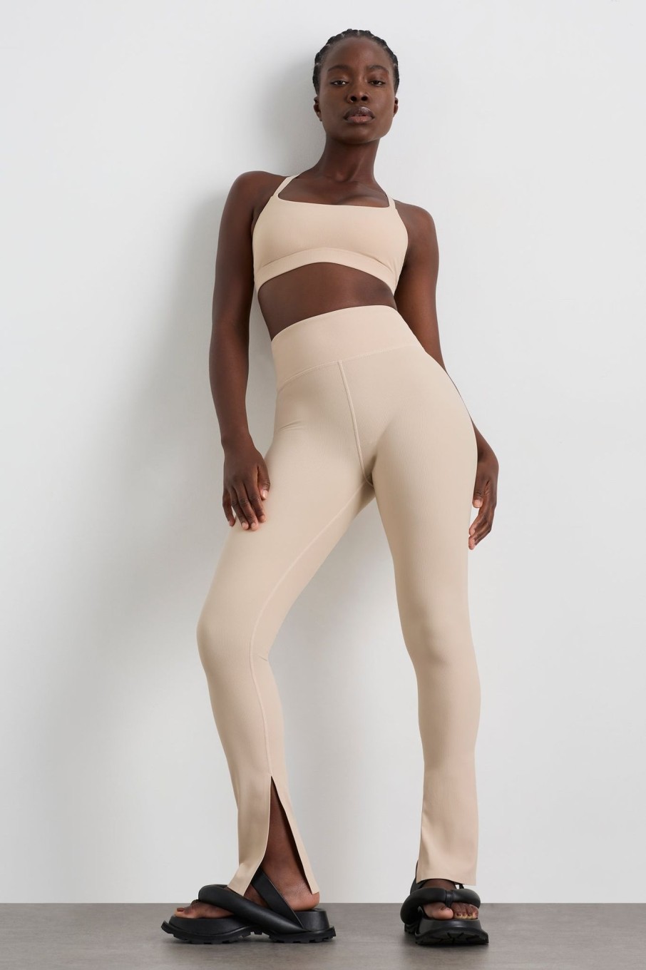 Bottoms Aje ATHLETICA | High Waist Split Hem Legging 205 Latte Beige