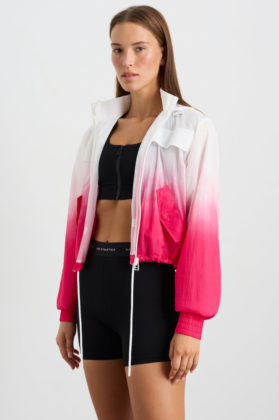 Outerwear Aje ATHLETICA | Ombre Hooded Spray Jacket 716 Ombre Pink