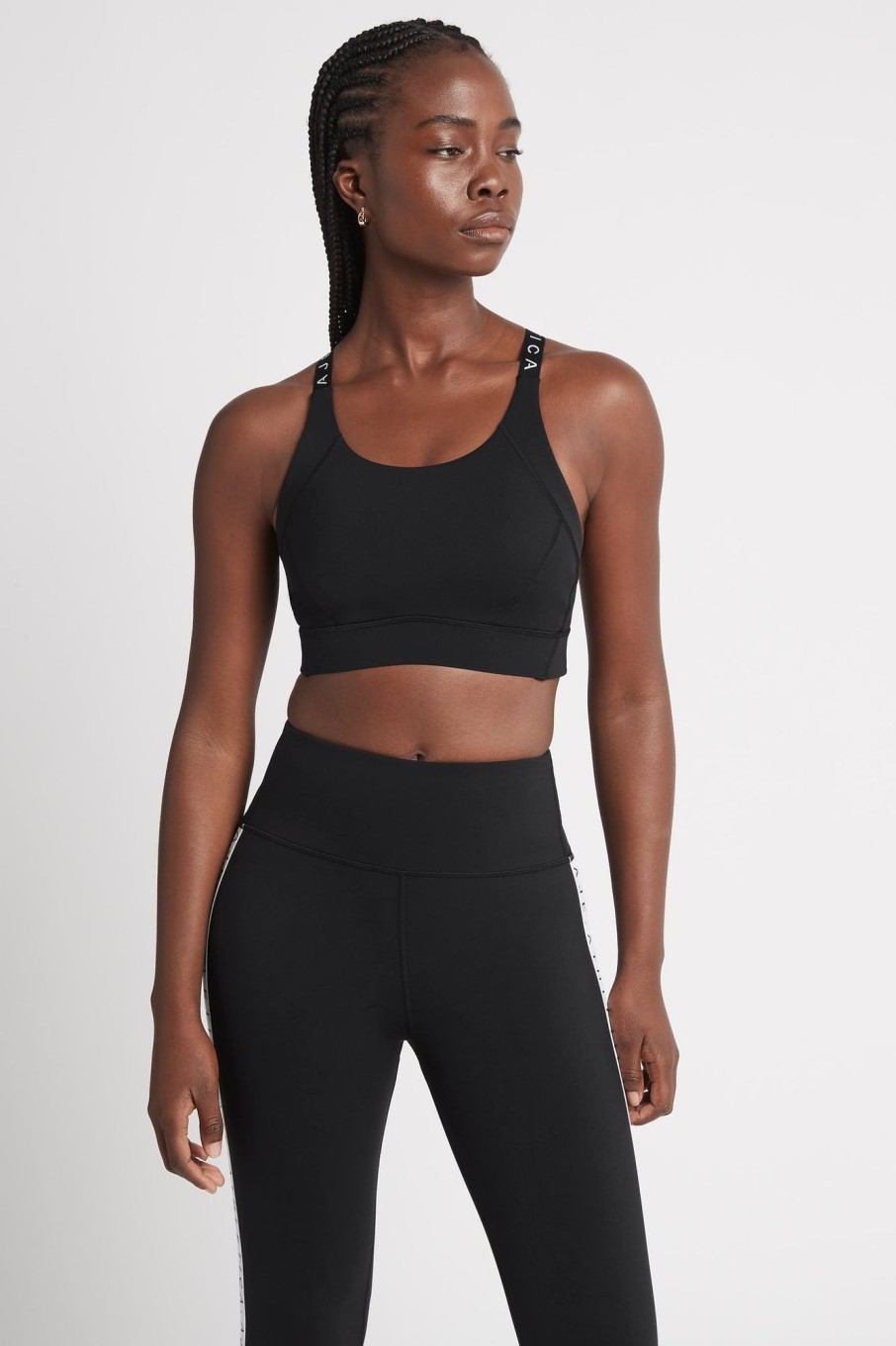 Tops Aje ATHLETICA | Adjustable Strap Logo Tape Sports Bra 321 Black/White