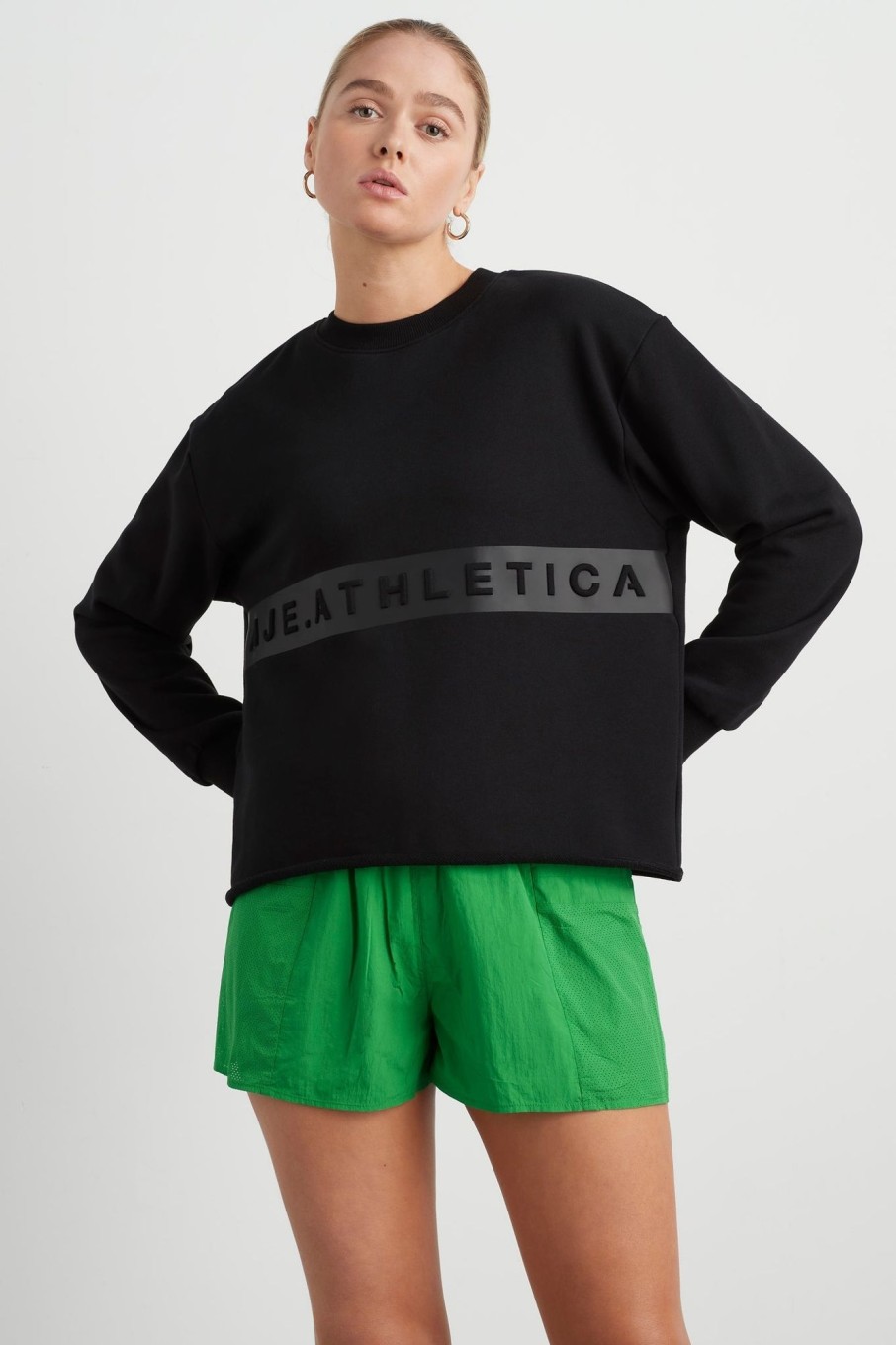 Outerwear Aje ATHLETICA | Whipstitch Split Crew Jumper 420 Black