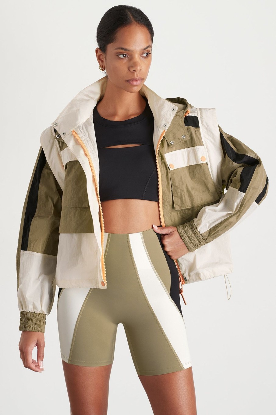 Outerwear Aje ATHLETICA | Panelled Hybrid Jacket 748 Soft Khaki-Multi