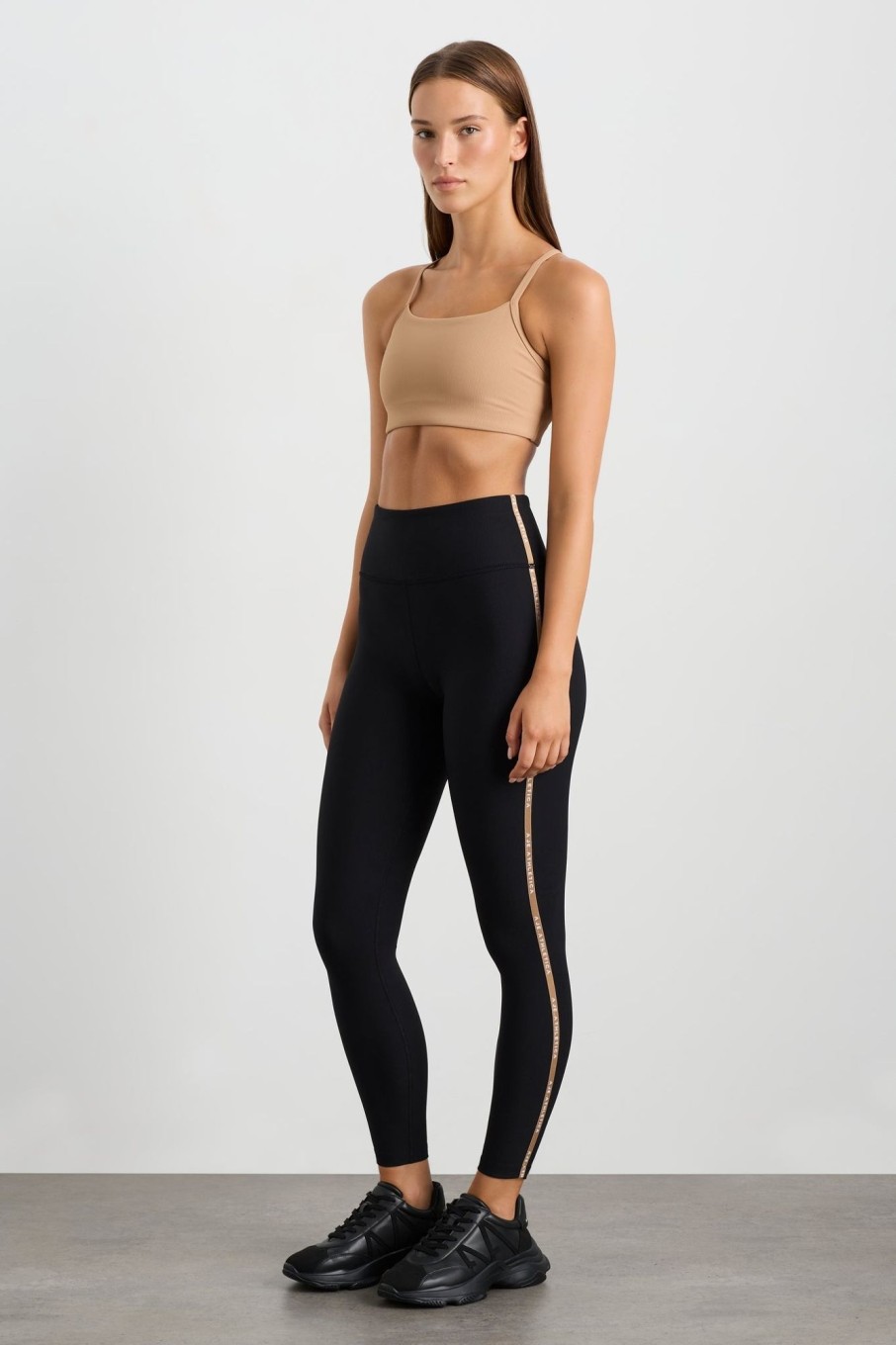 Bottoms Aje ATHLETICA | Ribbed Logo Ankle Length Legging 203 Black/Natural Tan