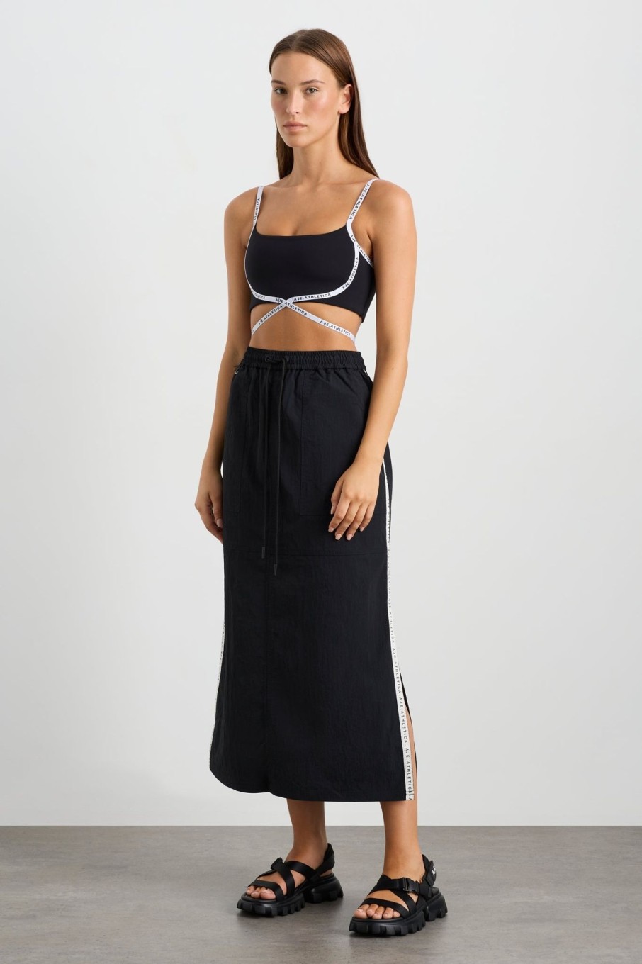 Bottoms Aje ATHLETICA | Logo Tape Spray Midi Skirt 647 Black