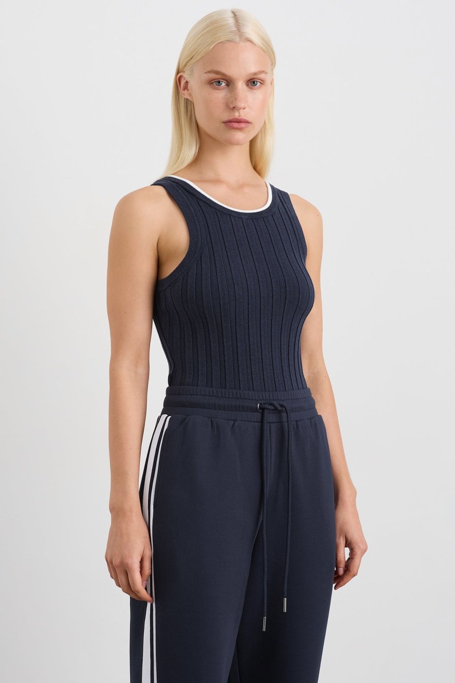 Tops Aje ATHLETICA | Racer Split Knit Top 107 Galaxy Blue