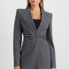 Outerwear Aje ATHLETICA | Belted Logotape Blazer 713 Herringbone Print