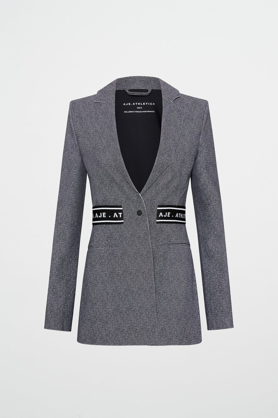 Outerwear Aje ATHLETICA | Belted Logotape Blazer 713 Herringbone Print