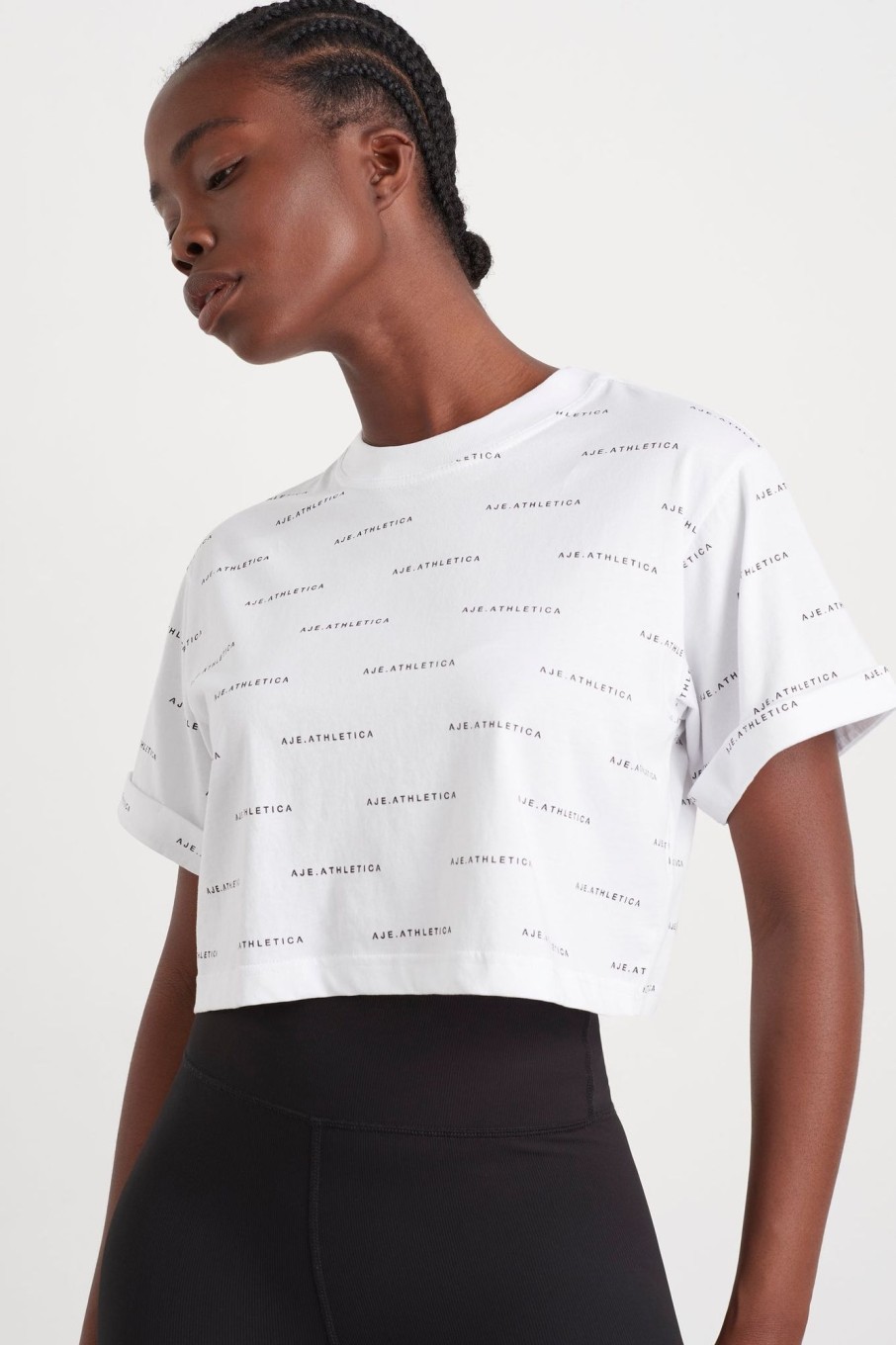 Tops Aje ATHLETICA | Spotty Logo Crop T-Shirt 105 White/Black