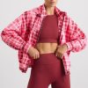 Outerwear Aje ATHLETICA | Long Line Spray Jacket Blurred Pink Check