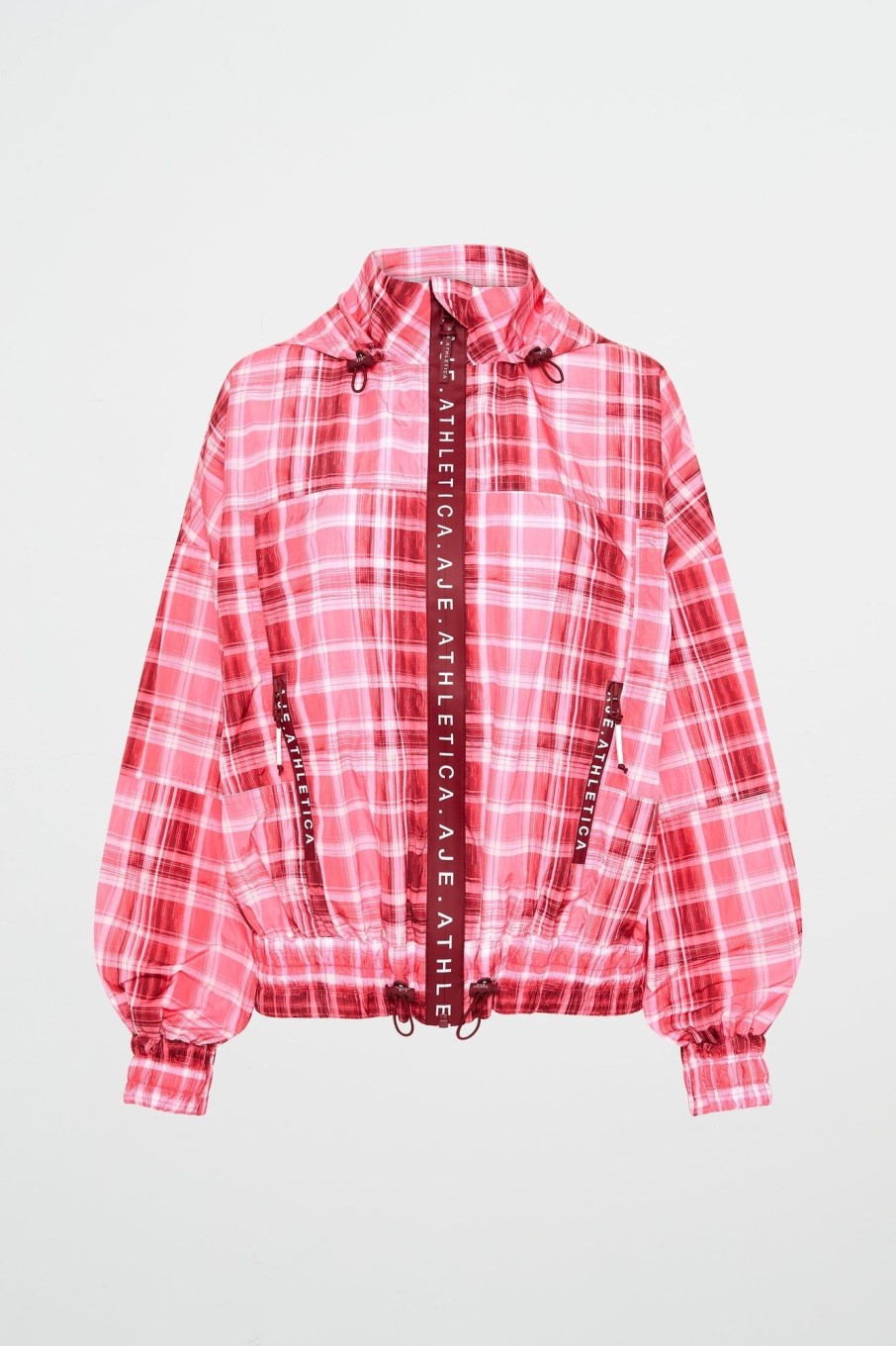 Outerwear Aje ATHLETICA | Long Line Spray Jacket Blurred Pink Check