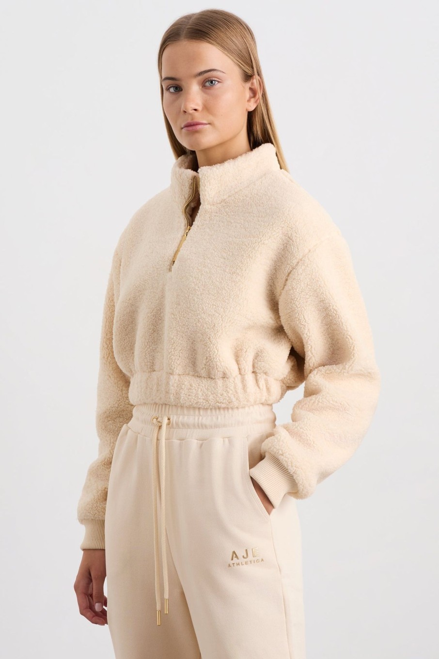 Outerwear Aje ATHLETICA | Sherpa Cropped Jumper 435 Ivory