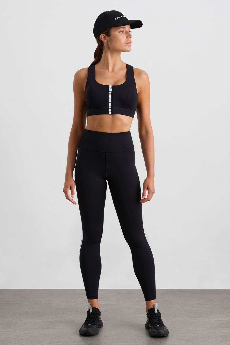 Tops Aje ATHLETICA | Zip Front Logo Mesh Bra 329 Black