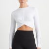 Tops Aje ATHLETICA | Twist Front Long Sleeve Crop Top 328 White/Black