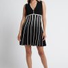 Outerwear Aje ATHLETICA | Sleeveless Pleated Knit Mini Dress 801 Black/White