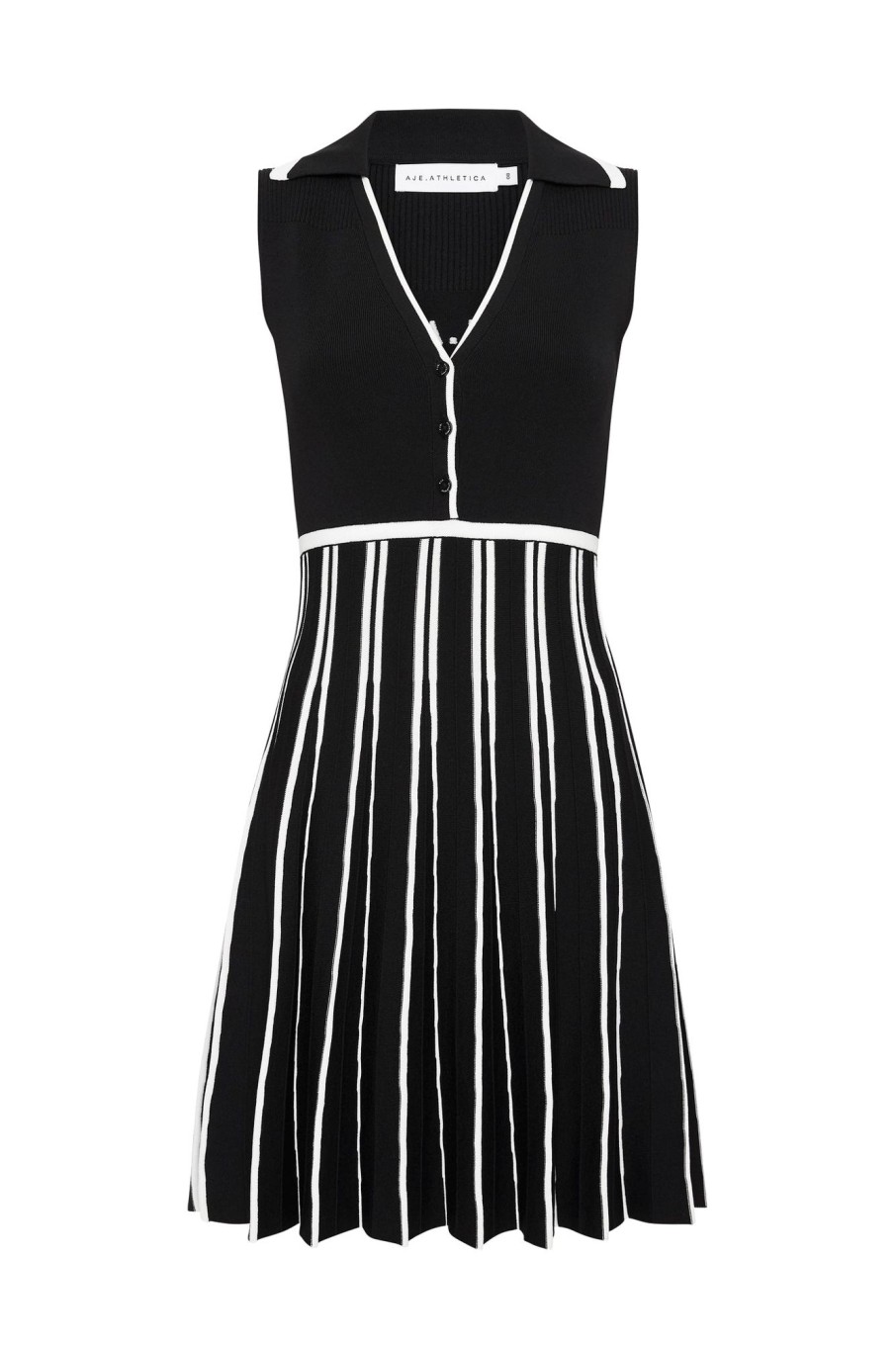 Outerwear Aje ATHLETICA | Sleeveless Pleated Knit Mini Dress 801 Black/White