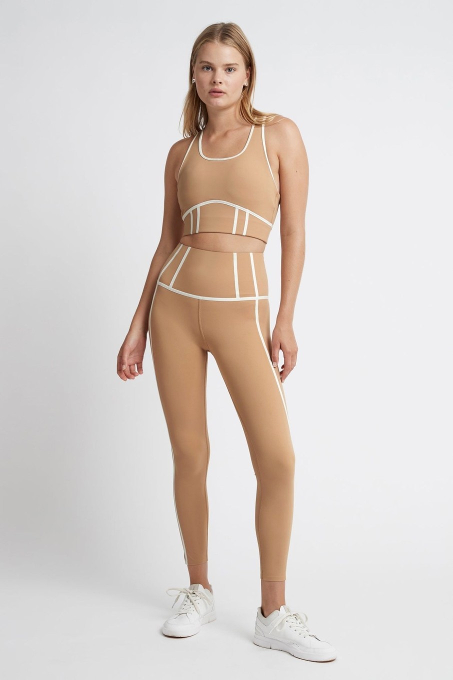 Bottoms Aje ATHLETICA | High Rise Full Length Bonded Seam Legging 209 Beige/Light Ivory