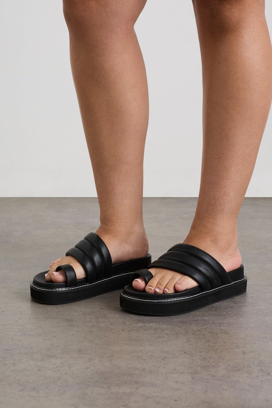 Accessories Aje ATHLETICA | Quilted Platform Slide 915 Black