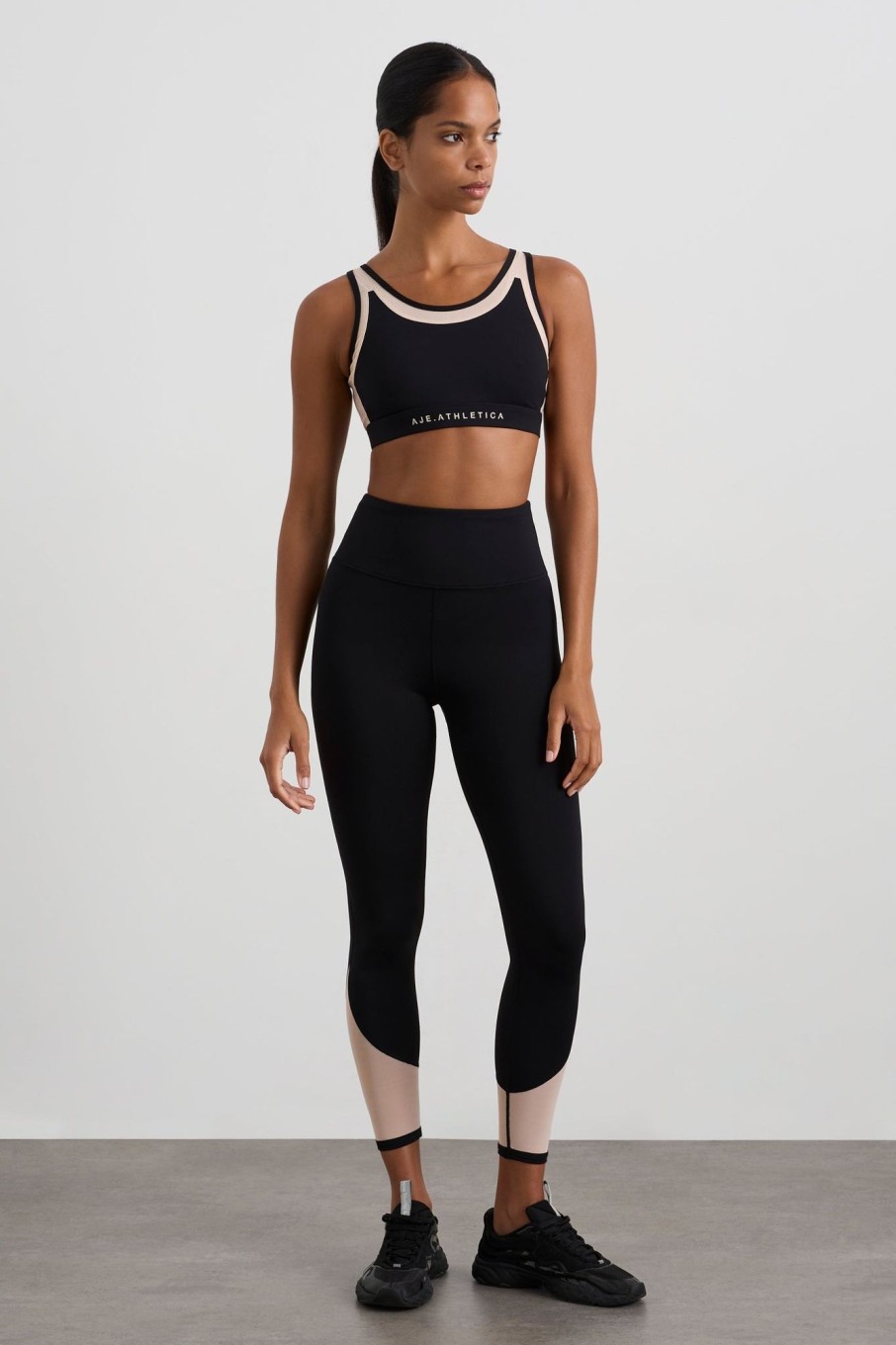 Bottoms Aje ATHLETICA | Mesh Inset 7/8 Legging 228 Black Light Blush