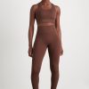 Bottoms Aje ATHLETICA | High Rise Perforated Hem Full Length Legging 227 Dark Chocolate