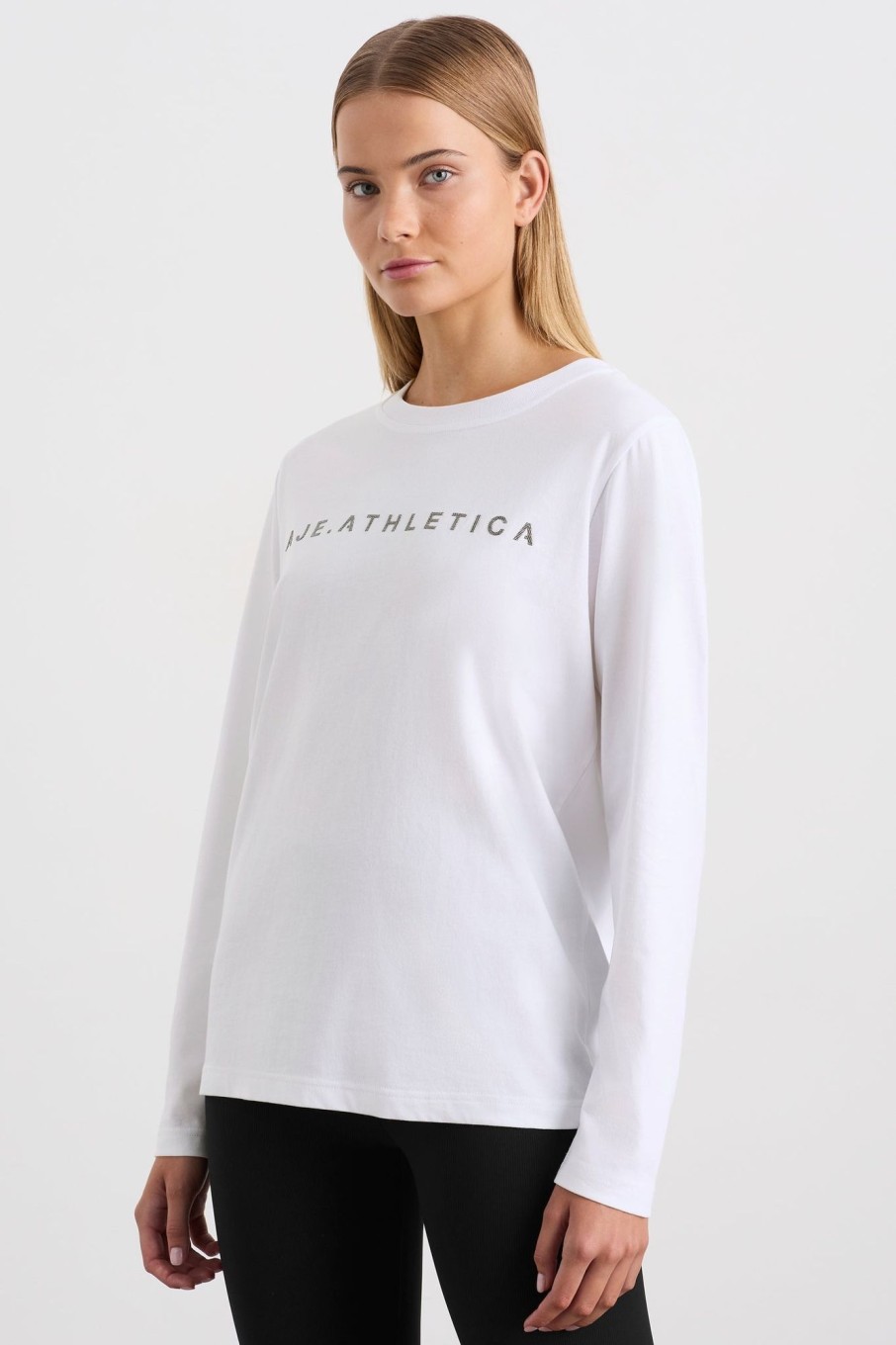 Tops Aje ATHLETICA | Signature Logo Long Sleeve T-Shirt 127 White/Herringbone