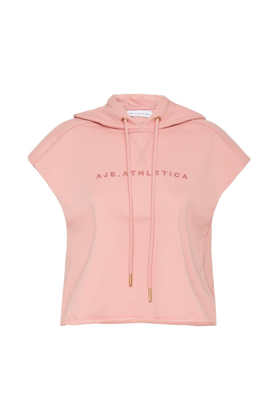 Outerwear Aje ATHLETICA | Cropped Established Short Sleeve Hoodie 402 Rose Quartz