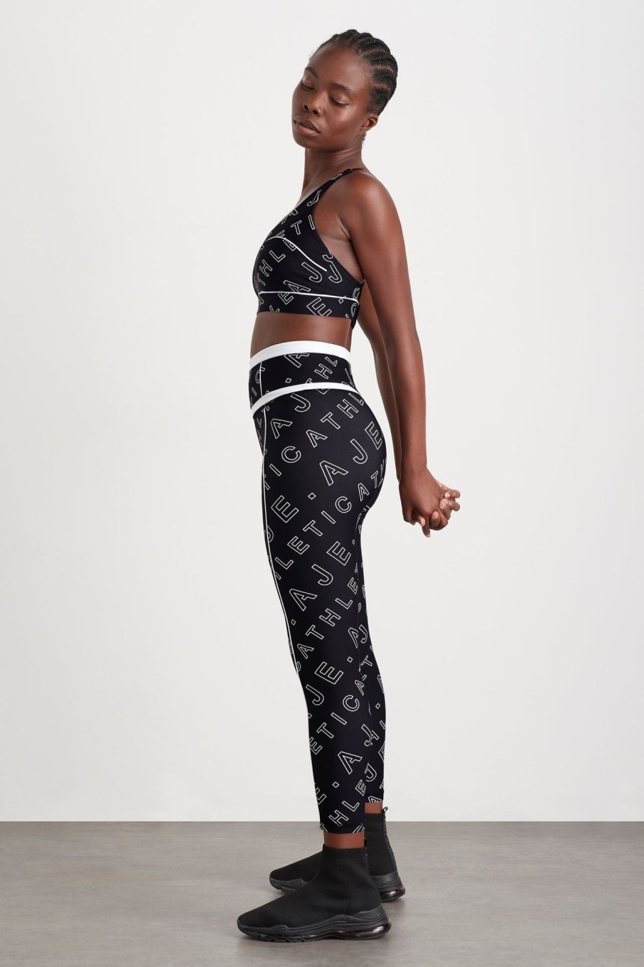 Bottoms Aje ATHLETICA | High Rise Piping 7/8 Legging 230 Black Fineline Logo