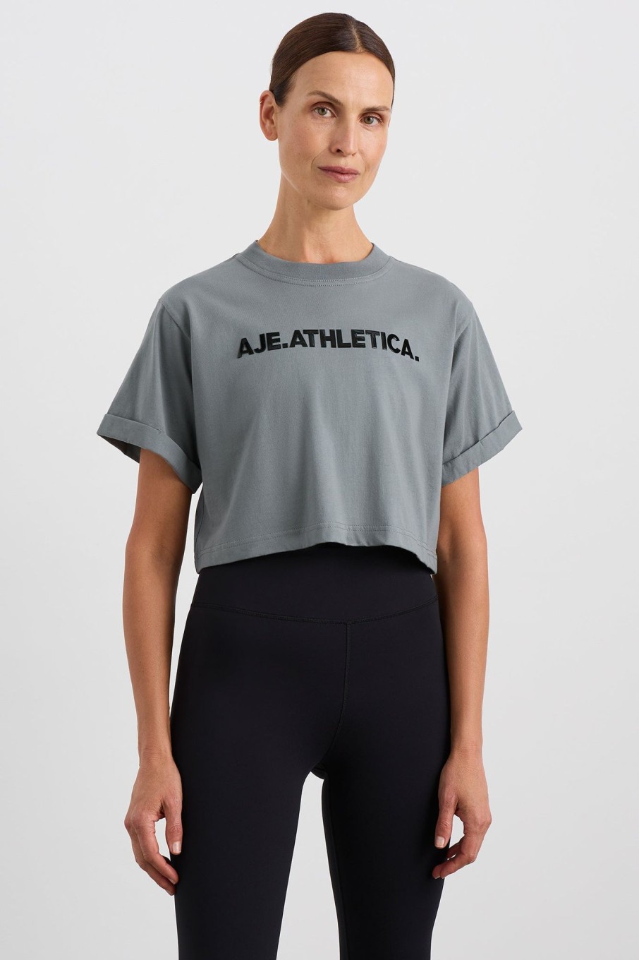 Tops Aje ATHLETICA | Bold Logo Cropped Tee 105 Slate Surge