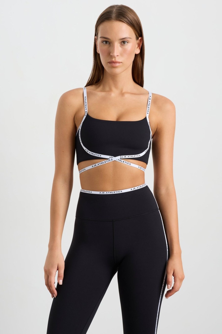 Tops Aje ATHLETICA | Logo Tape Crossover Bra 393 Black/White