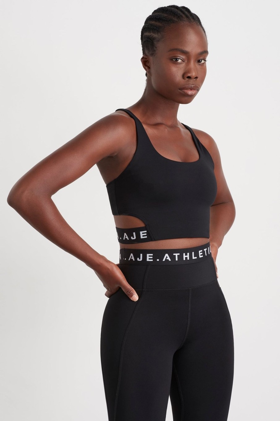 Tops Aje ATHLETICA | Cut Out Elastic Sports Bra 337 Black/White