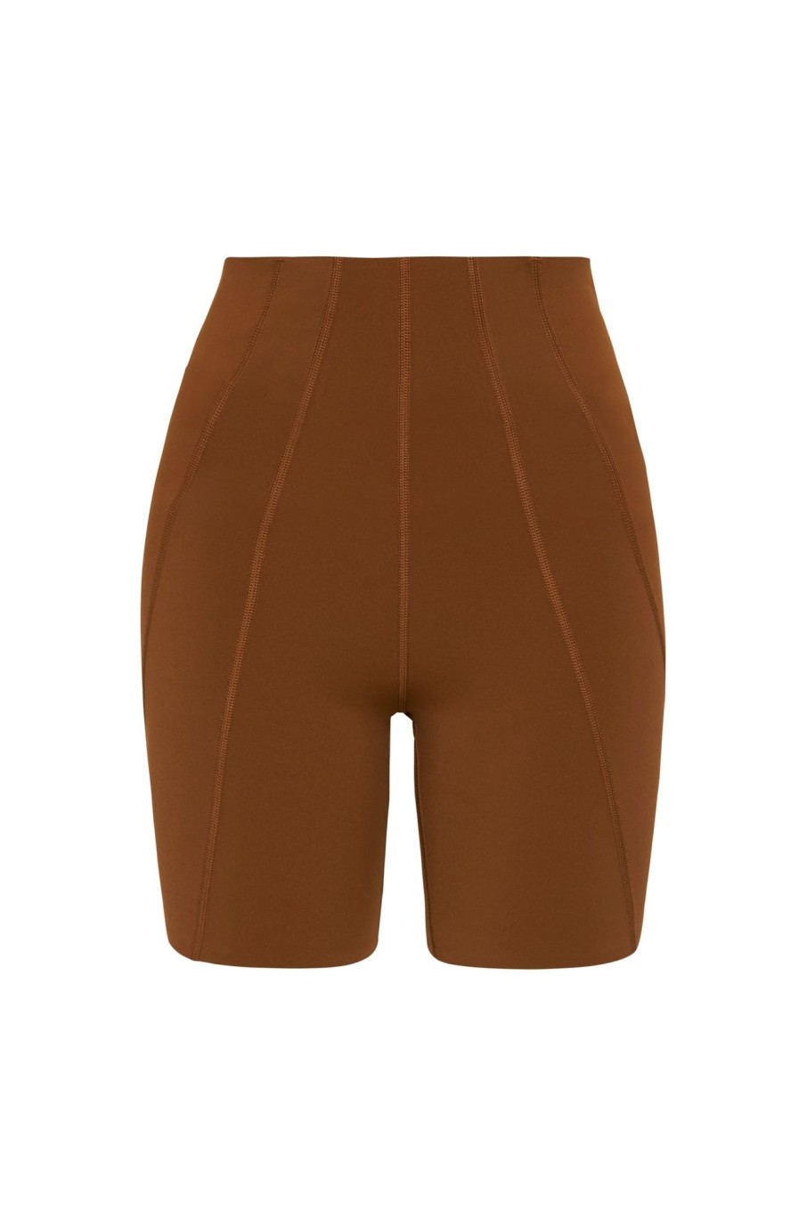 Bottoms Aje ATHLETICA | High Rise Mid Length Embossed Bike Short 615 Coffee/Gold