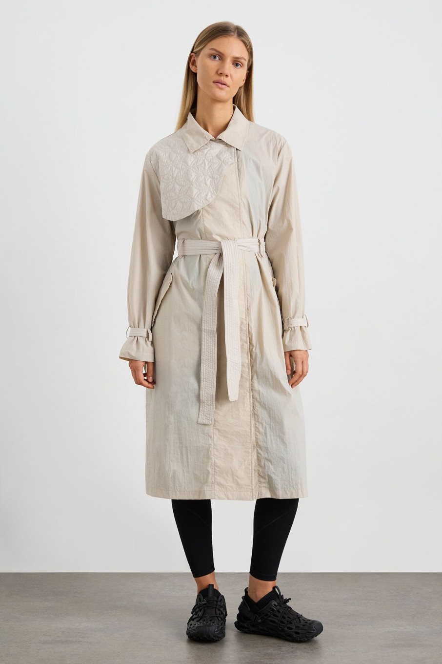 Outerwear Aje ATHLETICA | Quilted Storm Flap Trench 703 Moonstone Grey