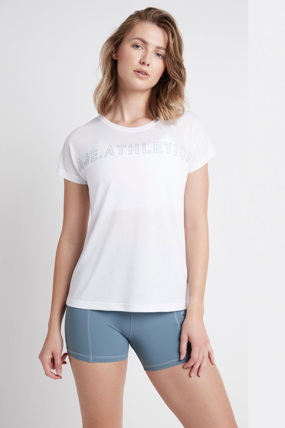 Tops Aje ATHLETICA | Embossed Signature Logo Training T-Shirt 110 White/Storm Blue